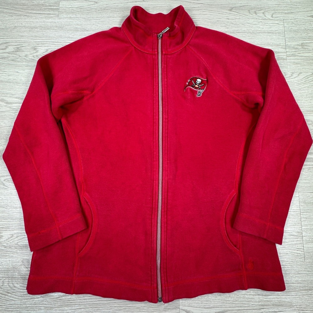 Tommy Bahama Mens Jacket Tampa Bay Buccaneers NFL Full Zip Red Med Cotton Blend